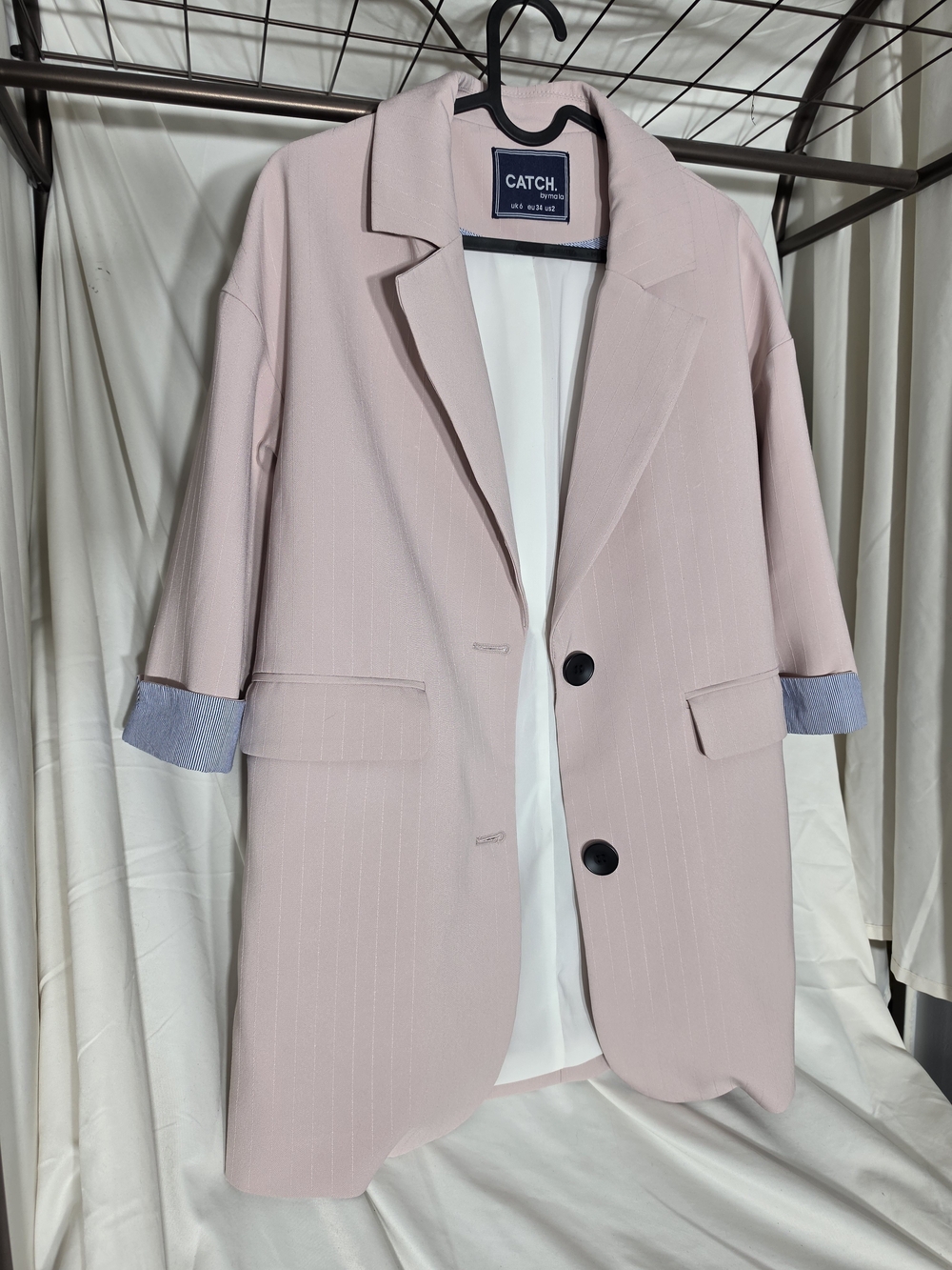 Pale Pink Relaxed Notch-Lapel Blazer